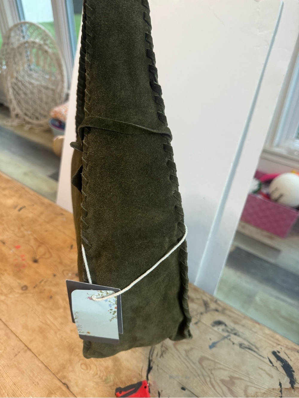 Haute Hippie Olive Green Braided Suede Shoulder Bag - Picture 13 of 16
